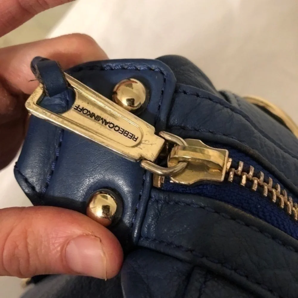 Rebecca MINKOFF blue leather satchel two way bag